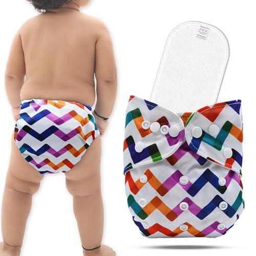 Image of Bembika A Plus Printed Cloth Diaper with 3-Layer Micro Fiber Inserts for Babies Washable & Reusable Cloth Nappies for Baby Leakproof and Wetfree Adjustable Cloth Diapers -(BE2746)