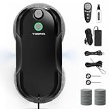 Tosima W5 Pro 6400 Pa Robot Laveur de Vitre, Double Pulvérisation d'eau Ultrasonique, Nettoyeur de Vitre Automatique, Télécommande, 20 Chiffons en Microfibre (Noir)