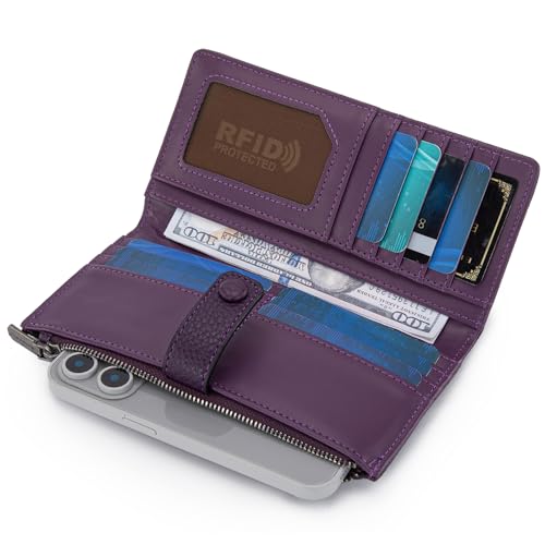 Image of Montana West Wallet Women RFID Blocking Wallets, Card Cases & Money Organizers Wallets with Zipper Coin Pocket, 3 Purple, 7.8 inch * 4.8 inch * 1.5 inch, Vintage