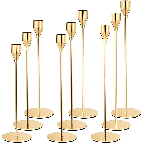 ⭐【Usi Multipli】il portacandele ha un romantico colore dorato.non è ​solo una perfetta decorazione retrò,Compleanno Halloween Regalo,Gli effetti visivi dei candelabri di diverse altezze per diverse situazioni.Perfetto per compleanni, cene a lume di candela, decorazioni per la tavola di famiglia, inaugurazioni domestiche o matrimoni.