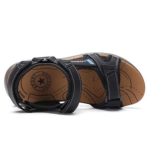 JEBU Men's Leather Open Toe Outdoor Casual Hiking Waterproof Beach Air Cushion Sandals3