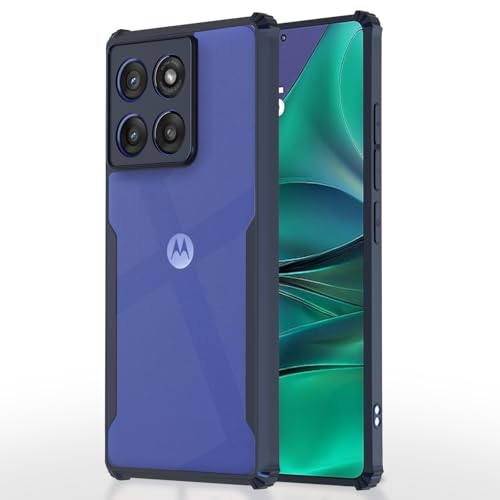 Image of Pikkme Back Cover for Moto Edge 60 Stylus 5G | Ultra Hyrbid | Full Camera Protection | Raised Edge | Crystal Clear Transparent Bumper Case (Blue)