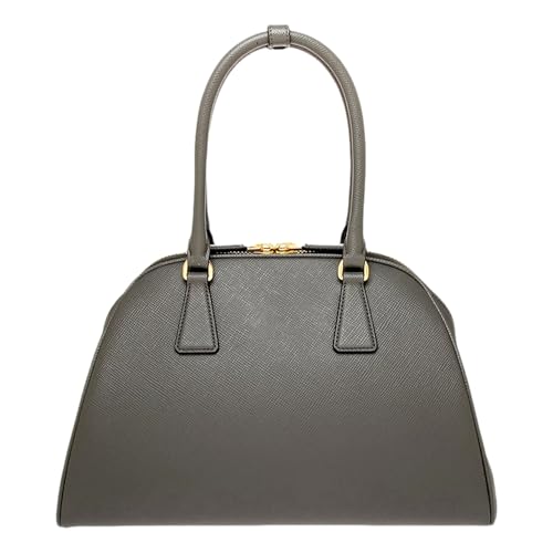 Prada Saffiano Leather Soft Calfskin Top Handle Handbag Medium Marmo Gray 1BG537