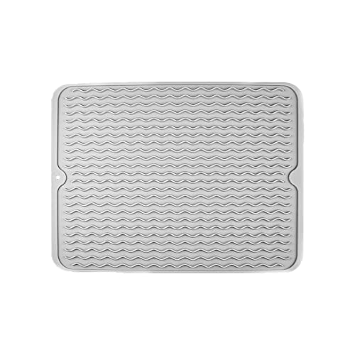 Hzyclzh Abtropfmatte Küche, Abtropfmatte Silikon,Geschirr Abtropfmatte, Abtropfmatte Geschirr, Hitzebeständiges Stativ, rutschfest, für Töpfe und Pfannen auf der Arbeitsplatte, Glasschüssel, Besteck Cover