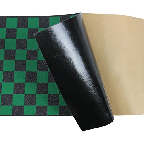 Black Diamond Sheet Of Skateboard Grip Tape 9" X 33" (Green Checkers) #TOP3