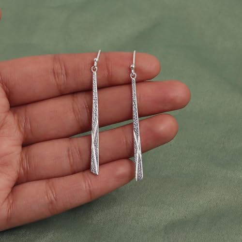 LeCalla 925 Sterling Silver Earrings | Tapered Wrinkle Design | Lightweight Statement Hammered Teardrop Earrings for Women | Textured Drop Dangle Jewelry Gifts4