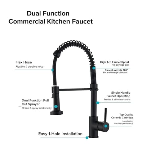 Robinet évier de cuisine chrome avec buse rotative haut de gamme - 3
