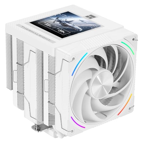 Image of Thermalright Phantom Spirit 120 Vision Snow CPU Cooler, 3.95-Inch IPS LCD Screen, 7 Heat Pipes, 120mm PWM Fan with LCP Blades, 160mm Dual Tower, for Intel LGA1851 /1700 and AMD AM5 /AM4 (White)