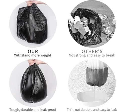 Image of Small Black Garbage Bags 17x19 Inch Trash Bags for Dry & Wet Waste, 30 Bags (1 Roll)