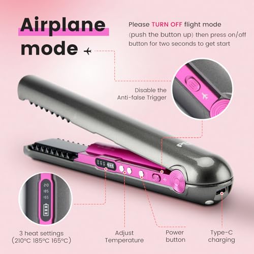 Pritech JYUS-TA-2888-GREY Travel Flat Iron Cordless thumb #1