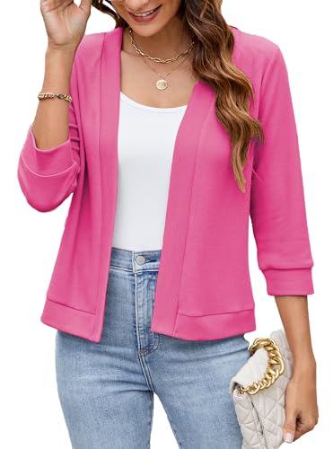 Image of Hount Womens 3 /4 Sleeve Cropped Cardigans Lightweight Casual Open Front Bolero Shrugs Sweaters