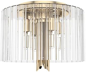 Hunter - Gatz 4-light Alturas Gold, Medium Size Flush Mount Light, Dimmable, Modern Style, Round Shaped, for Bedrooms, Kitchens, Dining, Living Rooms - 19690