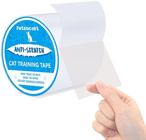 Petslucent Cat Scratch Deterrent Sticky Paws Tape, Cat Furniture Protector Trainning Tape Anti Scratching, Double Sided Guards for Carpet, Sofa, Couch, Better than Repellent Spray (Blue-3in x 30Yard)