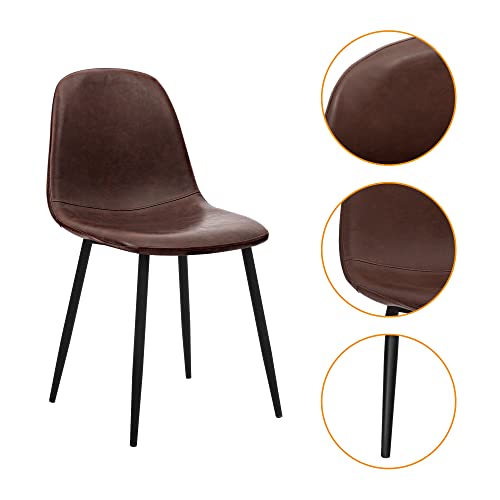 Canglong Faux Leather Dining Back Modern Side Chair For Pub Coffee Home, Set Of 2, Dark Brown #TOP4