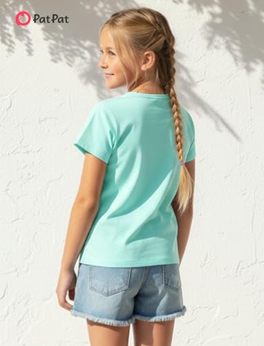 Image of PATPAT Girls Crewneck Short Sleeve Graphic Tees Animal Print Shirts Cute Summer Outfits 5-12 Years