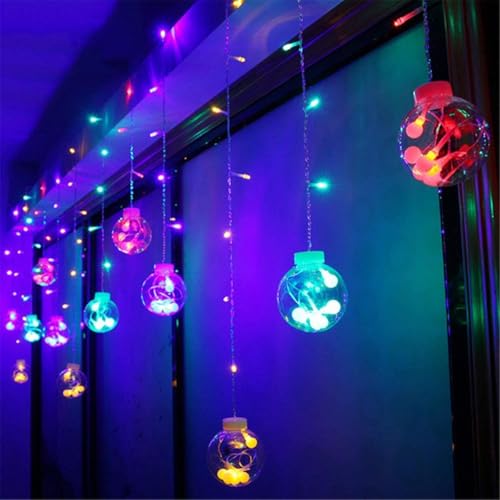 Image of V.E.S.P.A 12-Ball String Lights with 8 Flashing Modes - Perfect for Indoor & Outdoor Decoration - Ideal for Diwali, Christmas, and New Year. (Multi Color)