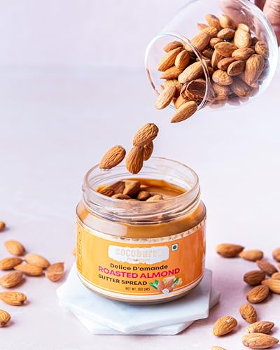 Image of Jindal Cocoa Cocoburst Almond Butter Creamy 300g - Unsweetened Almond Butter with Cocoa | 95% Roasted Almonds | No Palm Oil | No Added Sugar | Protein-Rich Nut Butter | Vegan & Vegetarian