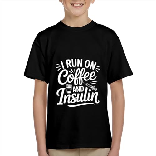 Funny I Run On Coffee and Insulin Boys Girls Teens T-Shirt Anime Gift3