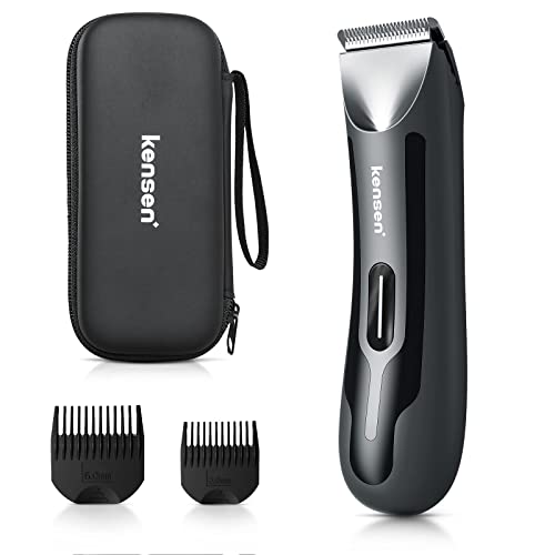 Tondeuse Corps Homme, KENSEN Rasoir Barbe Électrique, Tondeuse Parties Intimes, 120 Min D'autonomie, Lumière LED, USB Charge, Résistant à la Douche