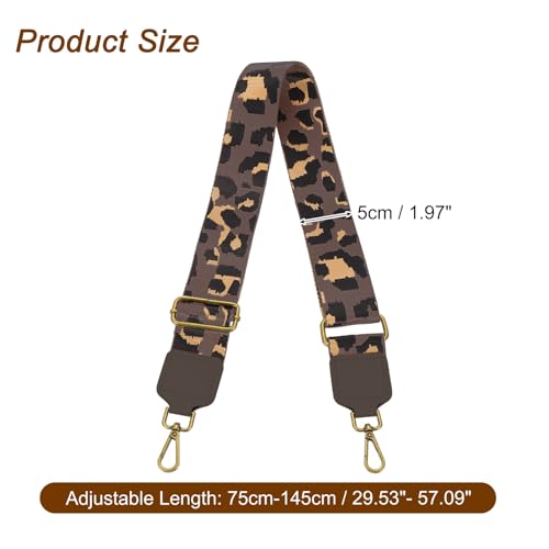 Image of uxcell Wide Shoulder Strap, 5cm Adjustable Purse Strap Replacement Crossbody Strap for Shoulder Bag Handbag, Brown, Bronze Square Mouth Buckle