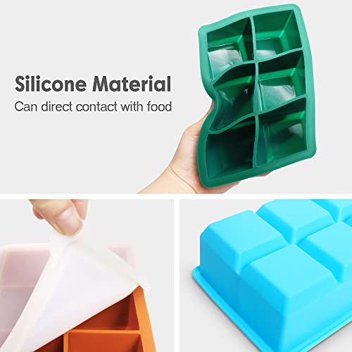 Excnorm Silicone Ice Cube Trays 3 Pack - Large Size Silicone Ice Cube Molds with Leak Proof Removable Lid Square Ice Cube Tray And BPA Free for Cocktail,Whiskey, Stackable Flexible Ice — view 3
