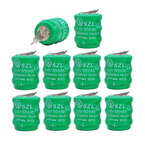 STEPMAX 10 Pack 3.6V 80mAh Ni-MH Battery for Varta 3/V80H 55608303012 PLC CNC Chip Data Power Supply 2 Pin