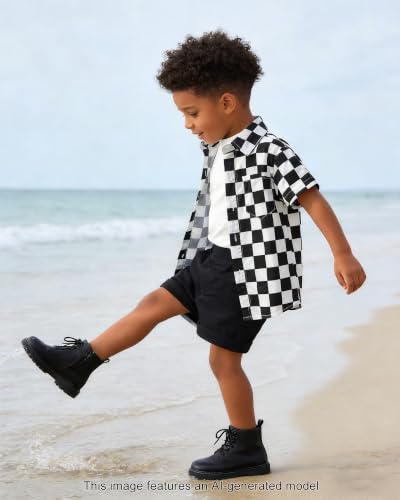 Image of SANGTREE 3 Piece Boy Outfits Short Sleeve Shirt and Shorts Set Beach Vacation Summer Clothes, 3 Months - 9 Years