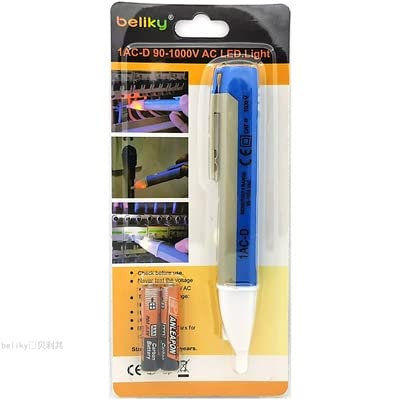 Beliky Voltage Tester 90~1000V AC Electric Voltage Power Detector Alert Sensor Tester LED Light Non-Contact Pen,Multicolour (1)