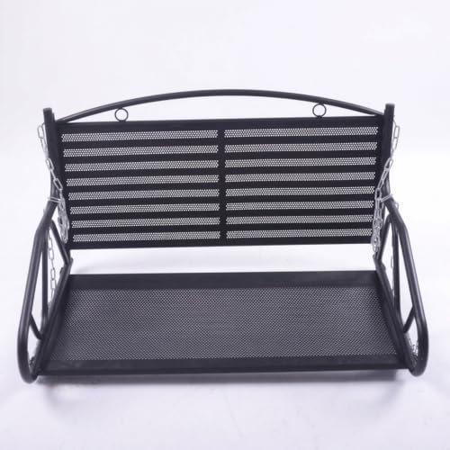 SZLIFE Balancelle Jardin Fauteuil Suspendu Extérieur en Fer Noir – Balançoire Élégante pour Un Jardin Raffiné, Noir renforcé + Coussin de siège + Vigne Fleurie + lumières colorées + Outils, Double