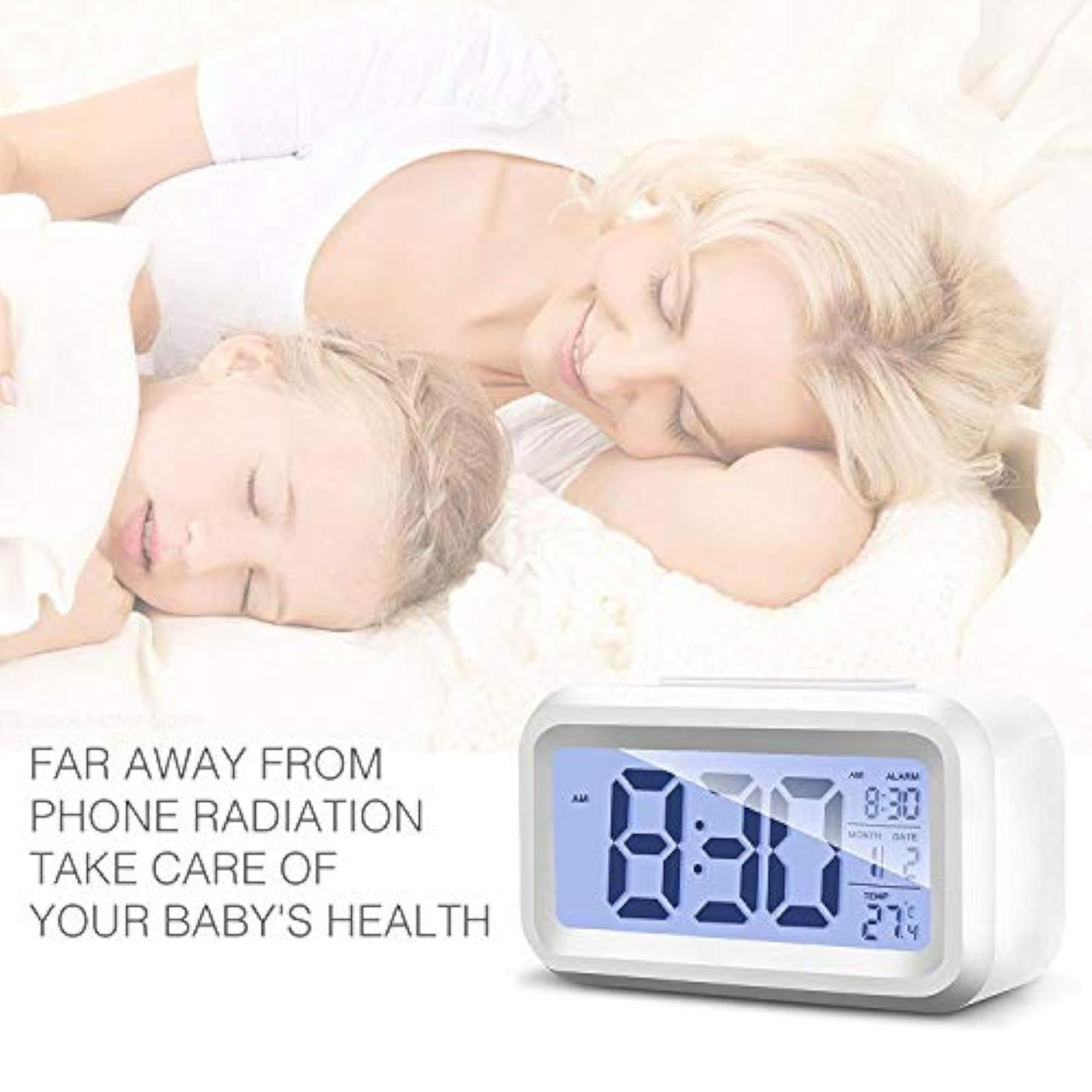 Digital Alarm Clock with Automatic Sensor Back Light, Date & Temperature