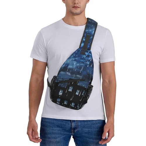 Mochila bandolera casco estampada negra para senderismo miniatura 7