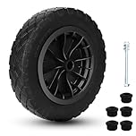 CROWNSHOP 14" Wheelbarrow Wheels PU Puncture Proof Solid 3.50-8 Wheel Solid Tyre Rim Wheel Tyre Heavy Duty Replacement Tire for Garden Trolley Barrow Go Cart