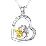 sliacete corgi - collana con ciondolo a forma di cuore pembroke welsh corgi, regalo per donne, normal, argento sterling, zirconia cubica