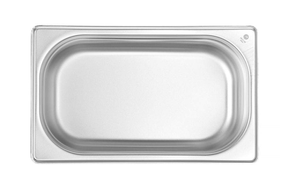 HENDI Contenitore Gastronorm, GN 1/4, resistenza termica -40 °C a 300 °C, compatibile con i forni a convezione, frigoriferi, bagno María, chafing dishes, 2.8L, 265x162(H)100mm, acciaio inox