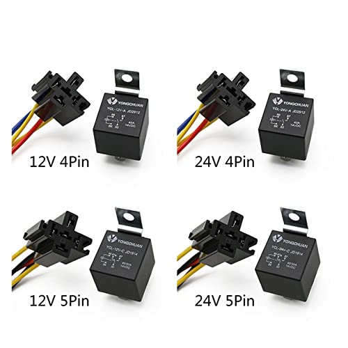 Relé de coche 12V 4 pines 40A kit de 5 conector automotriz con cables de cobre 4