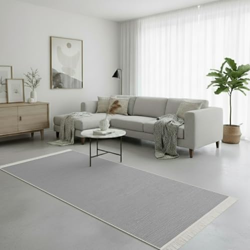 Alfombra de pasillo gris claro 80x150 cm estilo boho kelim 5