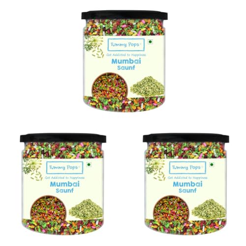 Image of Tummy Pops | Mumbai Saunf Mix - 350gm Jar | After Meal Digestives Mukhwas Mouth Fresheners, Handmade & Sun-Dried Sweet Saunf Mouth Fresheners | Fennel Seeds Saunf Mukhwas (Pack of 3)