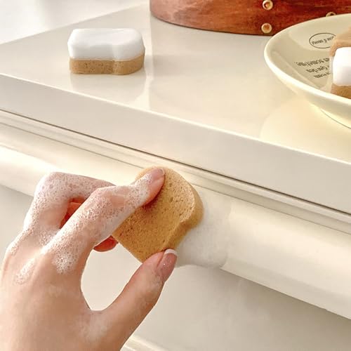 Image of 8 Pcs Cute Scrub Sponges, Small Toast Shaped Cleaning Scrub Sponge, Fun Toast Dish Washing Sponges for Kitchen Cleaning Supplies
