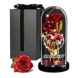 Maverton ewige Rose mit Licht personalisiert - Infinity Rose in Glaskuppel - Hochzeitsgeschenke für Brautpaar - personalisierte Geschenke zum Hochzeitstag zur Hochzeit - Pärchen Geschenke