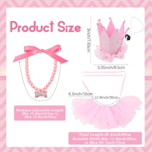 Disfraz Princesa para Perro Pequeño 3 Piezas Rosa miniatura 2