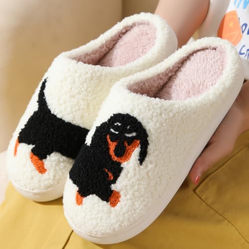 Cat Dog Fuzzy Animal Slippers for Women & Men, Cute Fluffy Plush Warm House Couple Slippers, Autumn Winter3