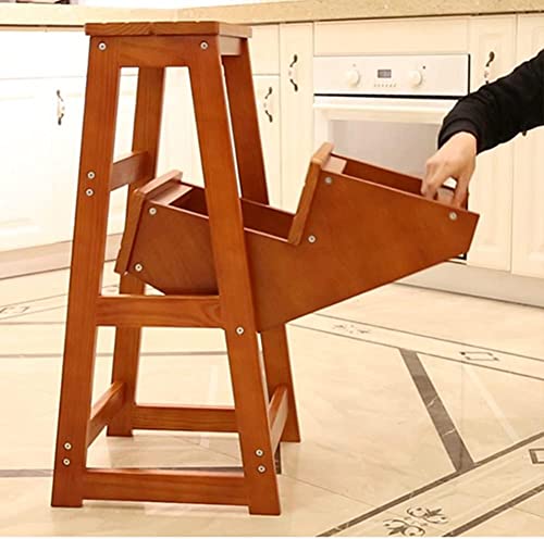 Taburete de escalera multifuncional moderno OKUOKA plegable de madera con carga de 150 kg 5