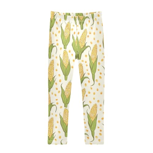 Wusikd Corns Light Yellow Girls' Leggings Toddler Doodles Green Orange Kids Yoga Pants Dance Active Tights 4T