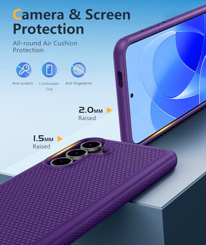 Image of FNTCASE for Samsung Galaxy S25 FE Case: Shockproof Protective Lightweight with Screen Protector Duty Rugged Cell Phone Cover Non Slip | Military Grade Drop Protection for S25FE(Purple, 6.7inches)
