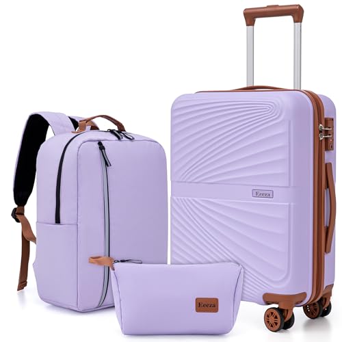 Eeeza Luggage Sets 3 Piece, Suitcases with Wheels, ABS Hard Case Luggage with TSA Lock Spinner...
