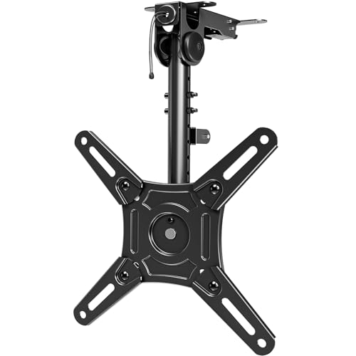 MOUNTUP Soporte de techo abatible para TV para pantallas LCD de 13 a 40 pulgadas de hasta 22 libras, giratorio y ajustable en altura y soporte plegable para ahorro de espacio para techo plano y