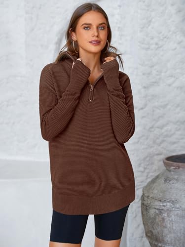 Image of PRETTYGARDEN Womens Long Sleeve Quarter Zip Pullover Sweater