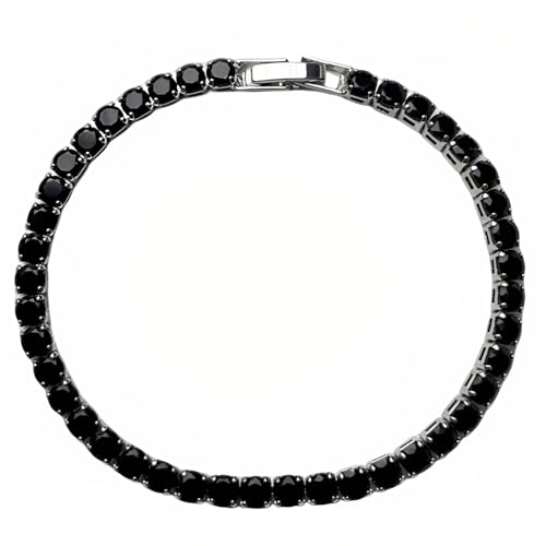 Image of BLACK PEARL Elegant Style Tennis Bracelet with Multicolour Zirconion Stones, Gold and Silver-Toned Bracelet For Women & Girls