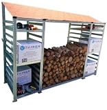 Italfrom - Módulo de madera modular compuesto de acero galvanizado autoportante con 7 estantes, techo rojo, módulo central de 128 cm, varios tamaños, 250 cm de altura, módulo inicial