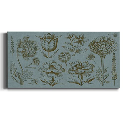 Renditions Gallery Canvas Floral Wall Art Modern Decorations Paintings Golden Flowers Display Glam Romantic Abstract Wall Hanging Canvas Artwork for Bedroom Office Kitchen - 8"x16" -LT515